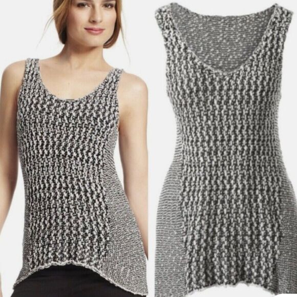 CAbi Black and White Textured Knit Tank Top - Picture 1 of 7